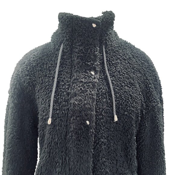 TCOT Women Black Sherpa Fleece Jacket Zip Front Cozy Winter Warm Outerwear M - Picture 8 of 10